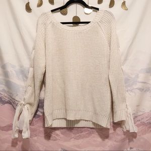 Love By Design Lace Up Sleeve Sweater
